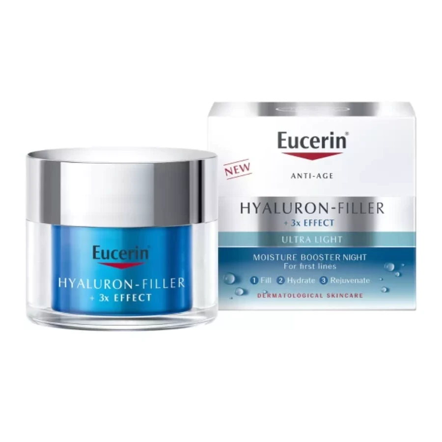 Eucerin Hyaluron-Filler 3x Effect Anti-Aging Night Cream, Moisture Booster For Fine Lines 50ml - Image 1