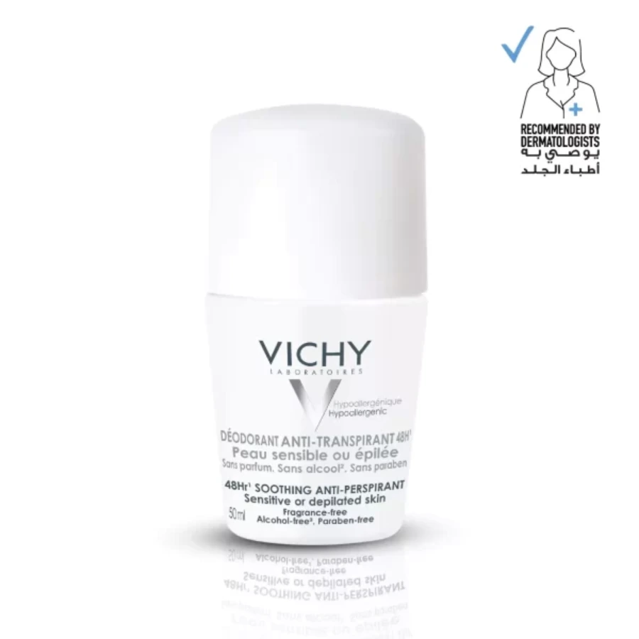 Vichy Deodorant Roll-on 48 Hour Anti-Perspirant For Sensitive or Depilated Skin 50ml - Image 1