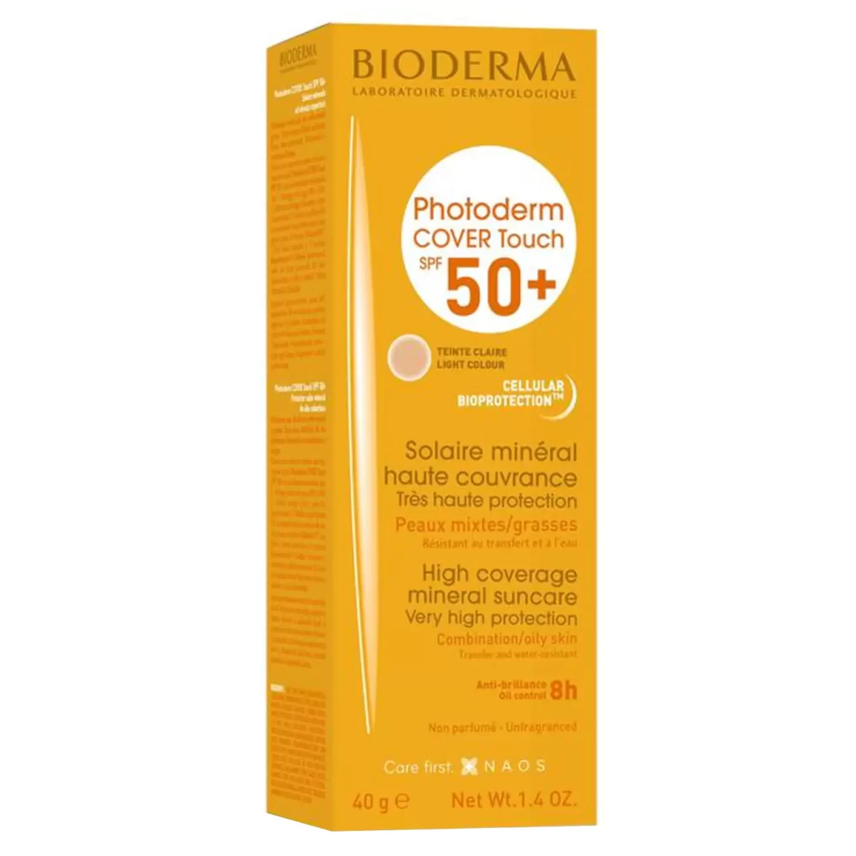 Bioderma Photoderm Cover Touch SPF50+ High Coverage, Light Tinted Mineral Sunscreen 40g - Image 1