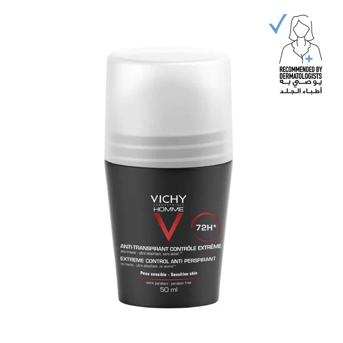 Vichy Homme 72HR Anti-Perspirant Deodorant Extreme Control 50ml - Image 1